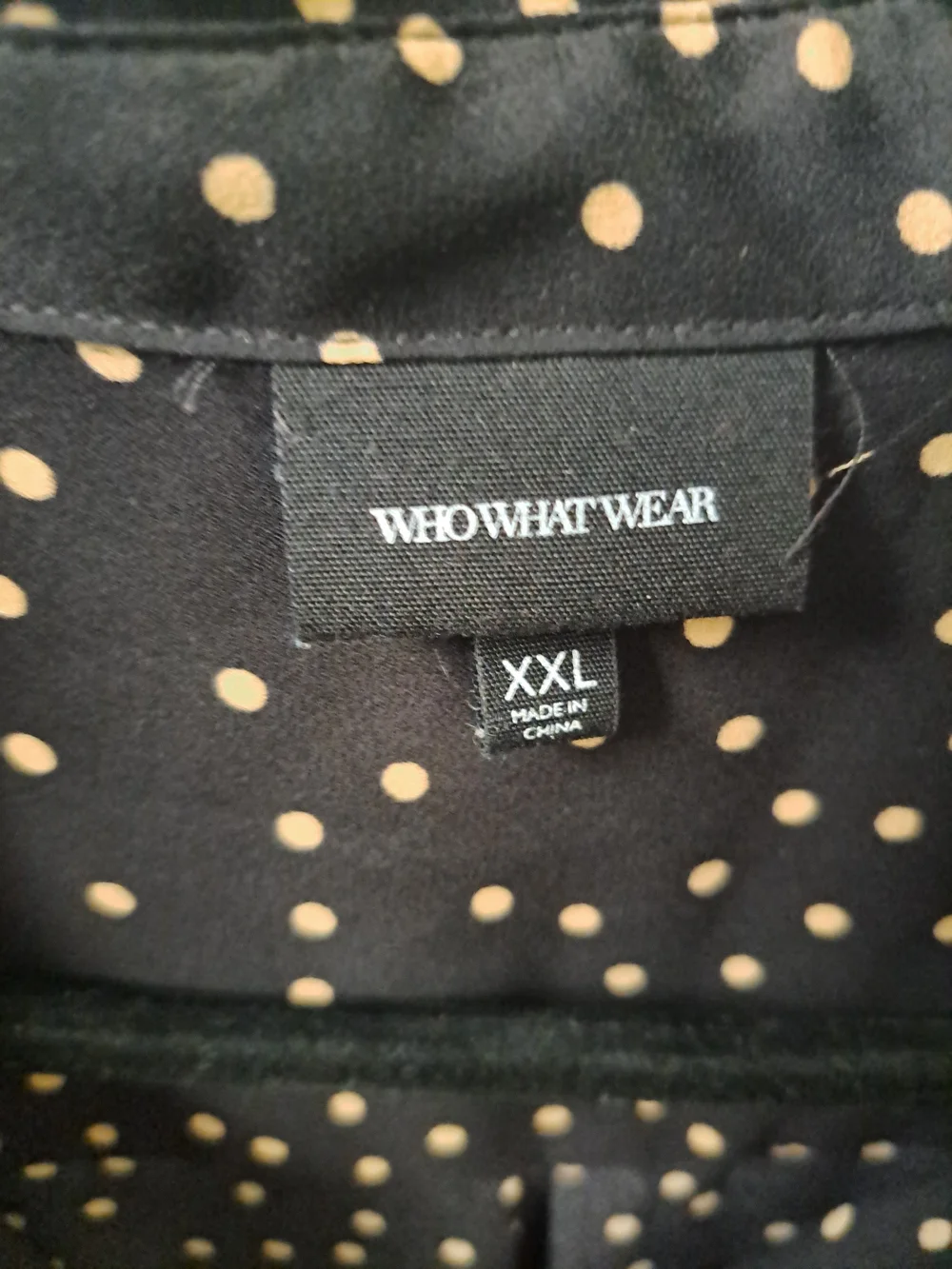 Who What Wear Black Shirt with Gold Dot Print